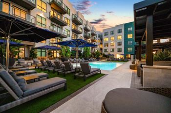 Resort-style pool with private cabanas